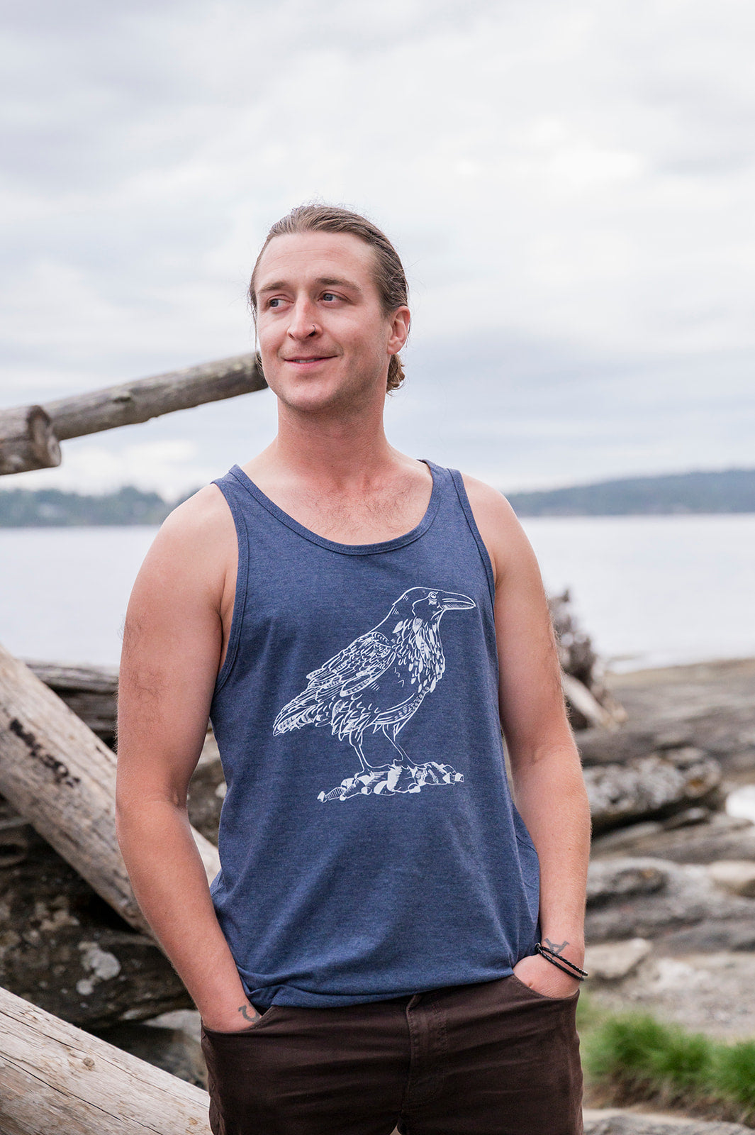 RAVEN - Mens Eco Tank - Heather Navy