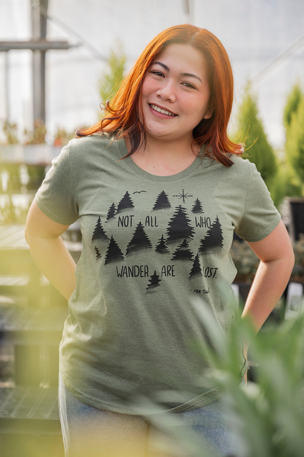 WANDER - Women's Eco Tee - Heather Army Green
