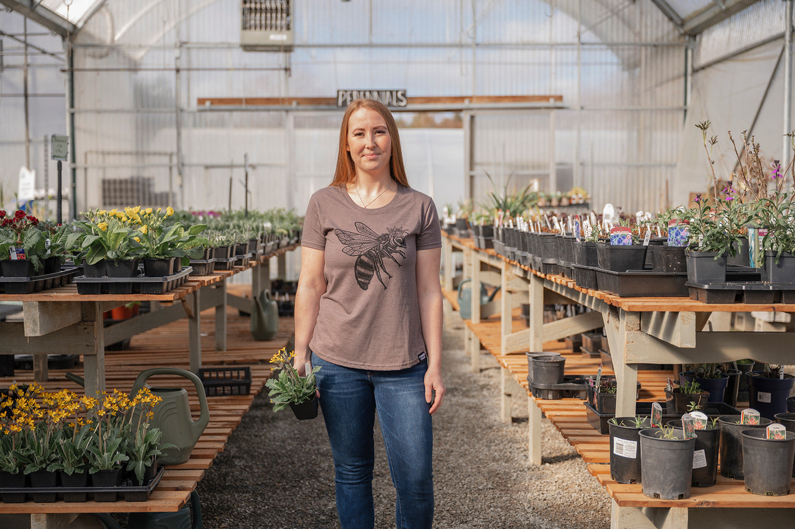 BEE - Women's Eco Tee - Heather Brown