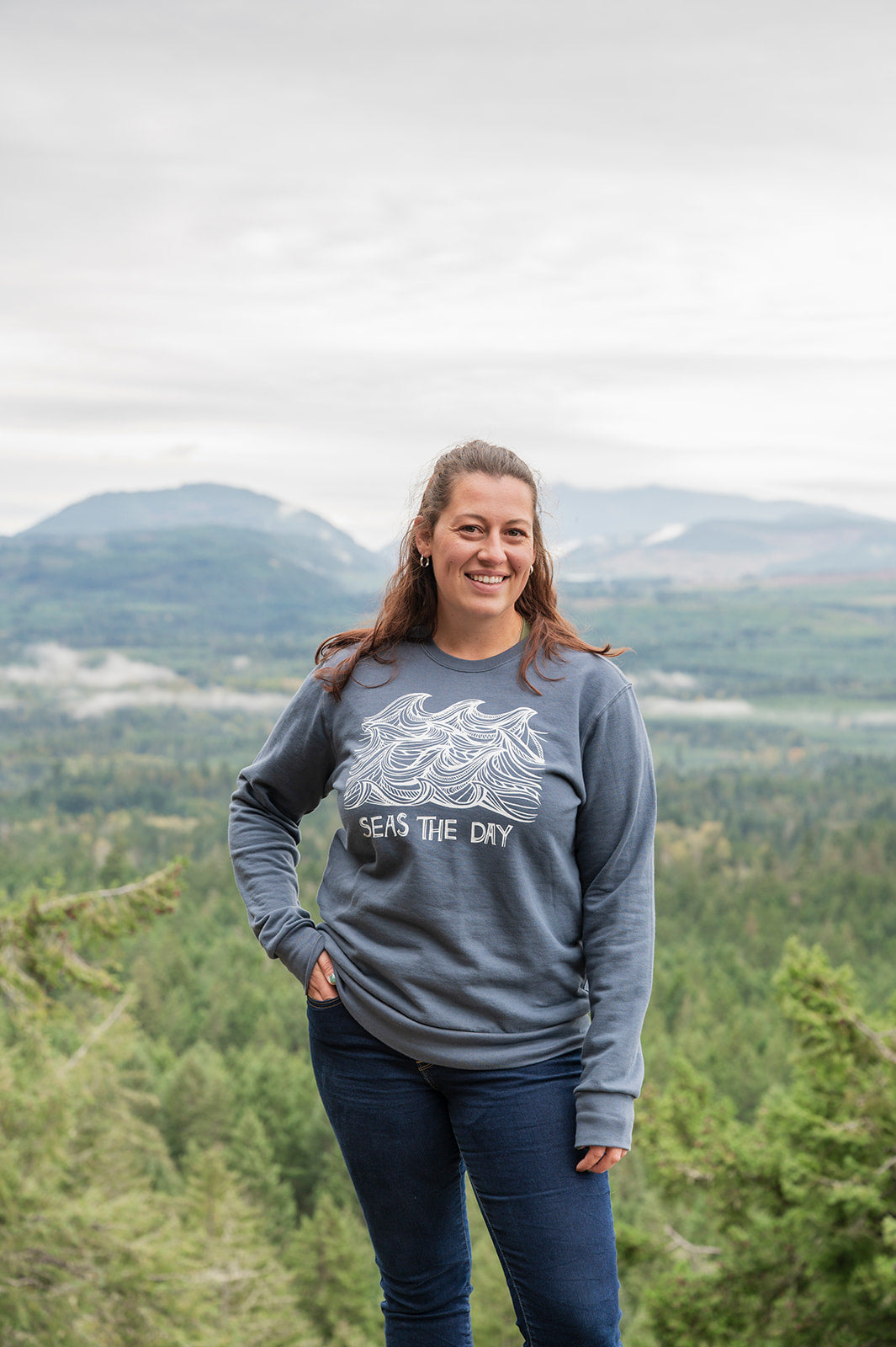 SEAS THE DAY - Unisex Organic Cotton Crewneck - Slate Blue