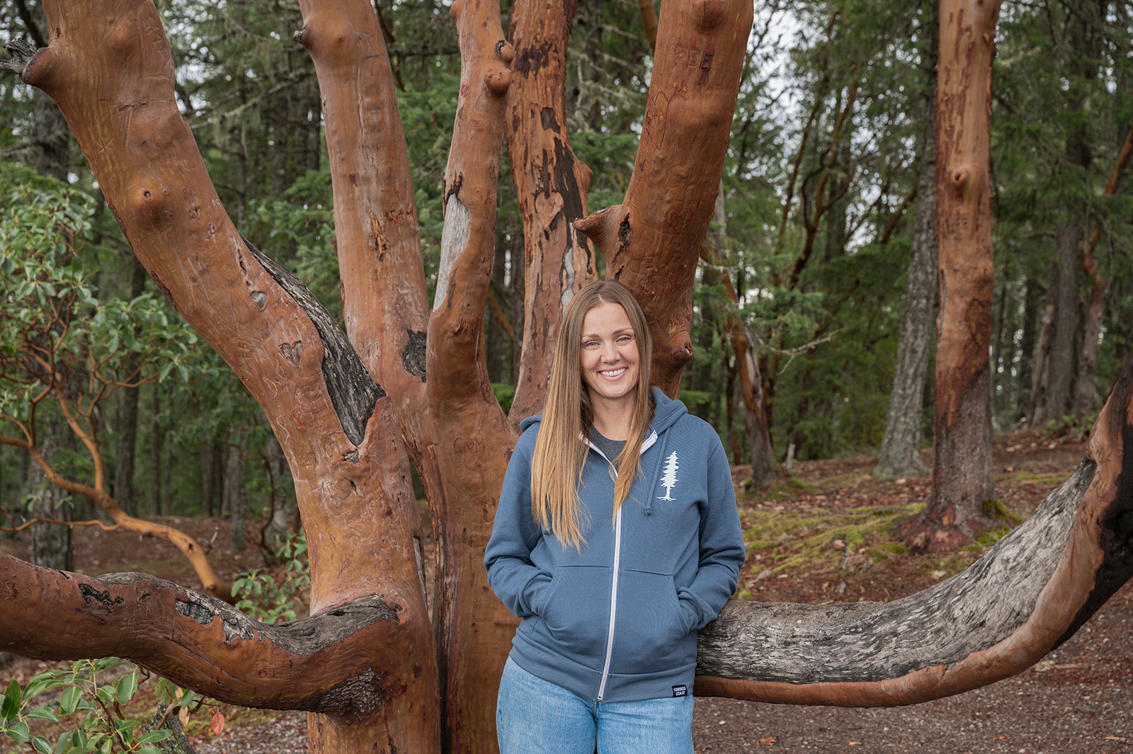 MINI TREE Unisex Zip Up Organic Cotton Hoodie - Slate Blue