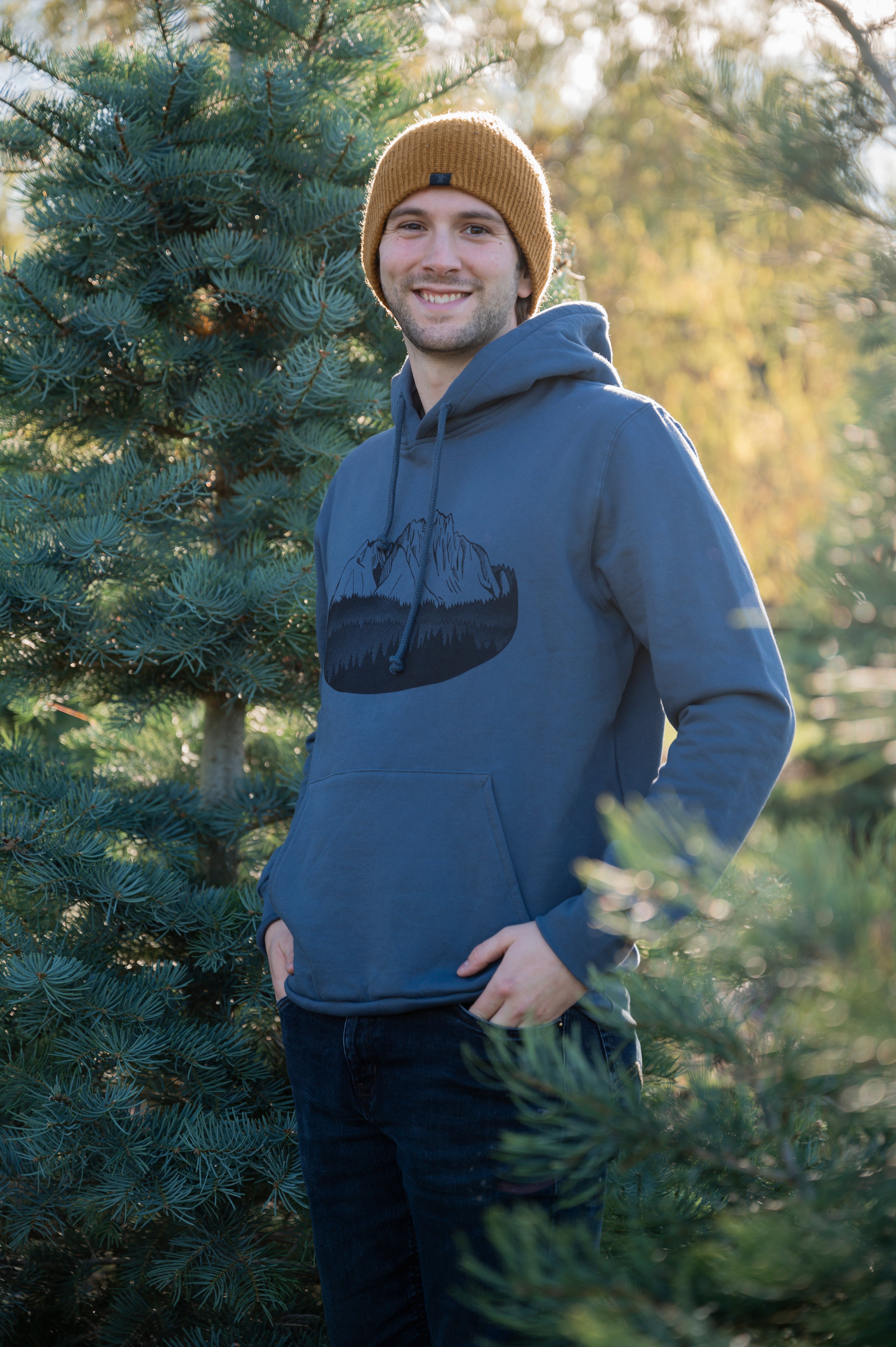 FLOATING ISLAND - Unisex Organic Cotton Hoodie Slate Blue