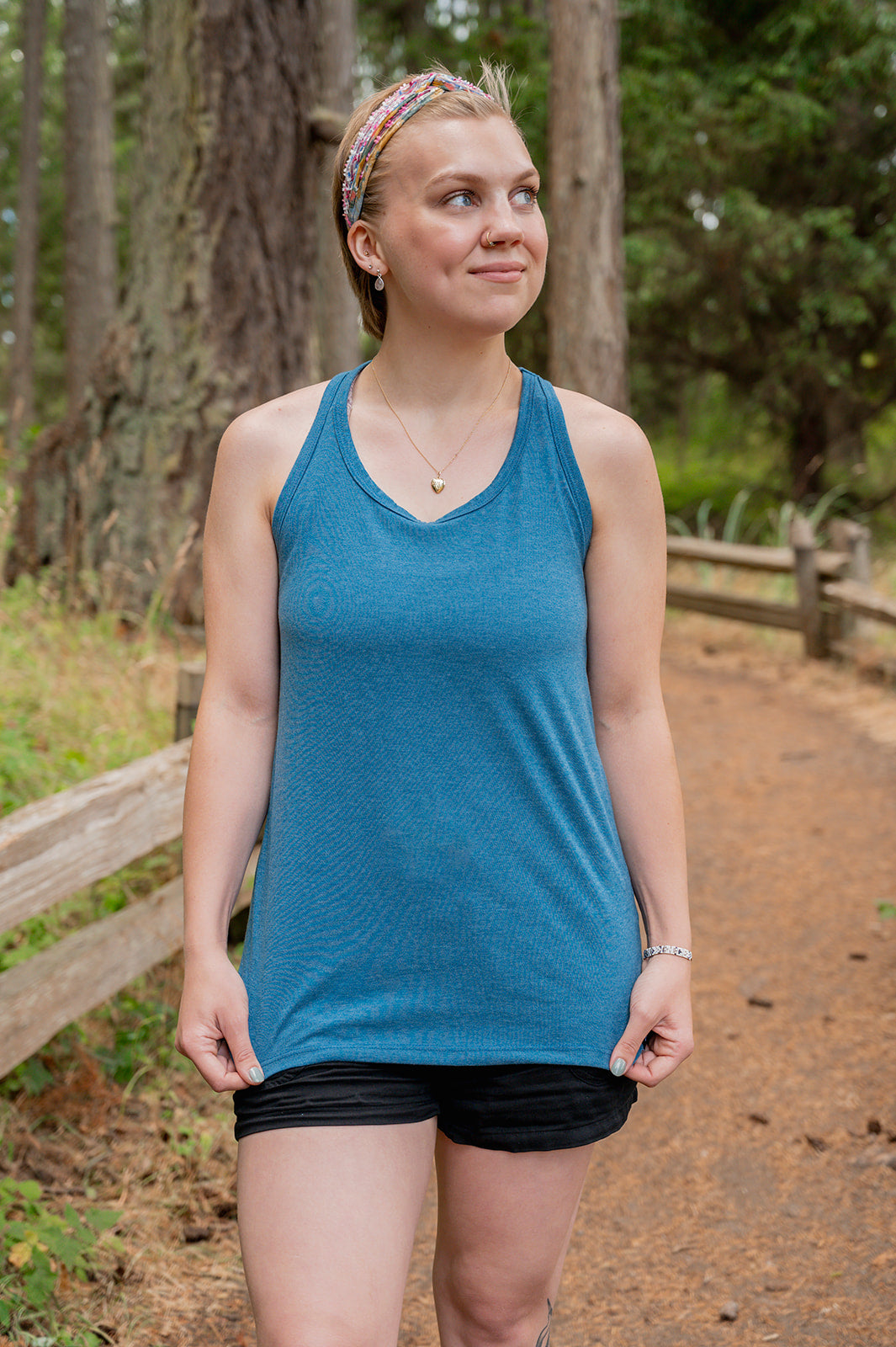 Women's Eco Racerback Tank Top - Blank Apparel - Teal