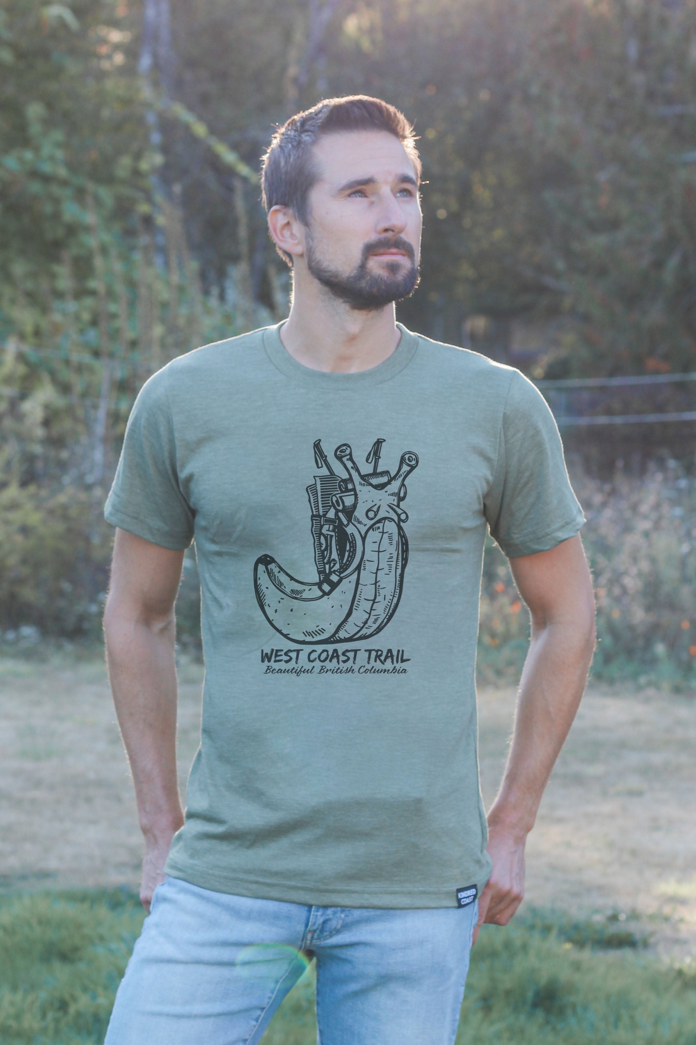 WEST COAST TRAIL - Unisex Eco Tee - Heather Army