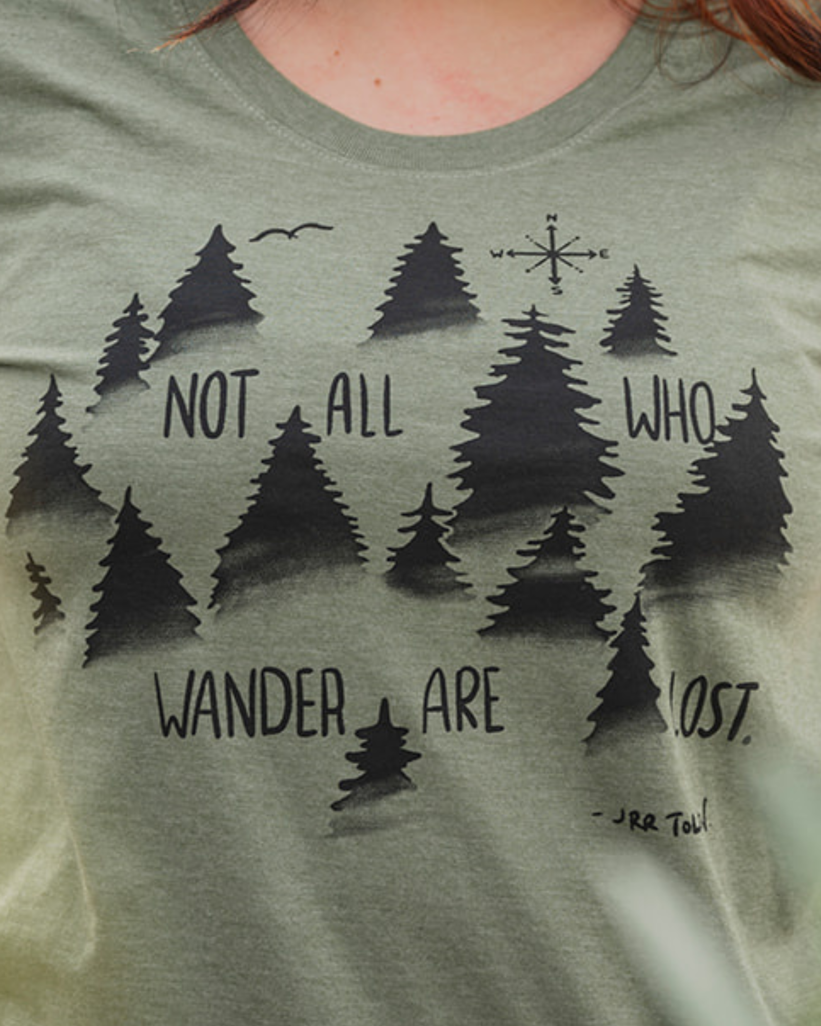 WANDER - Women's Eco Tee - Heather Army Green