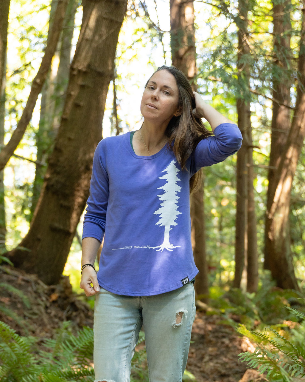 ELDERS - Women's 100% Organic Cotton Long Sleeve Tee - Periwinkle