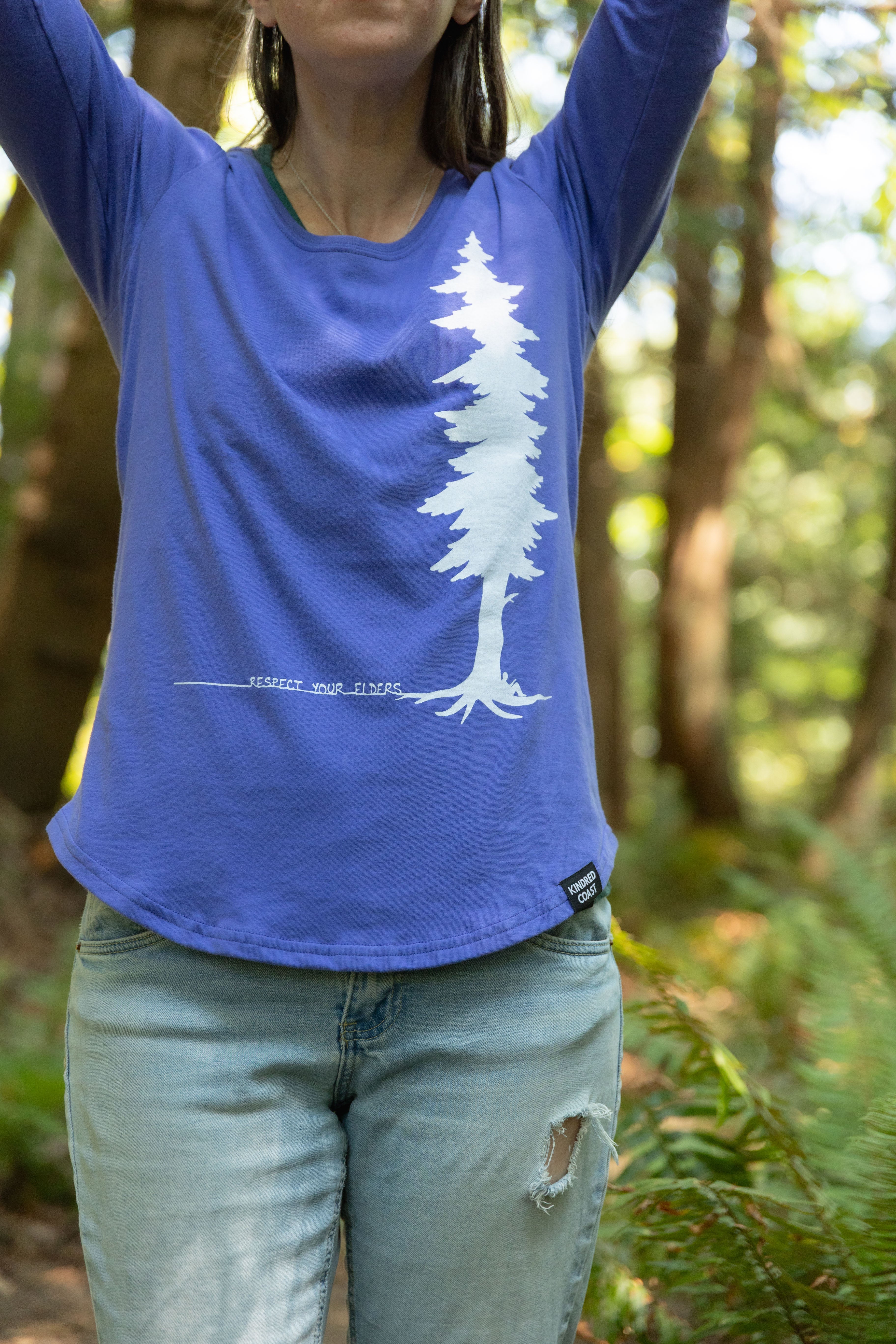 ELDERS - Women's 100% Organic Cotton Long Sleeve Tee - Periwinkle