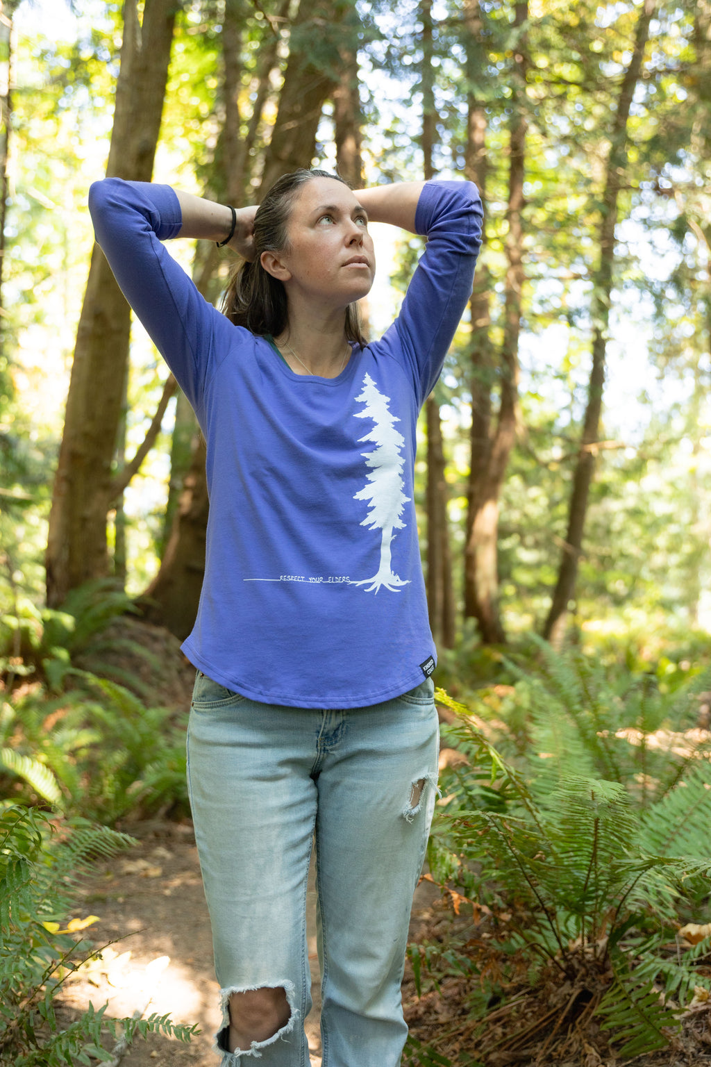 ELDERS - Women's 100% Organic Cotton Long Sleeve Tee - Periwinkle