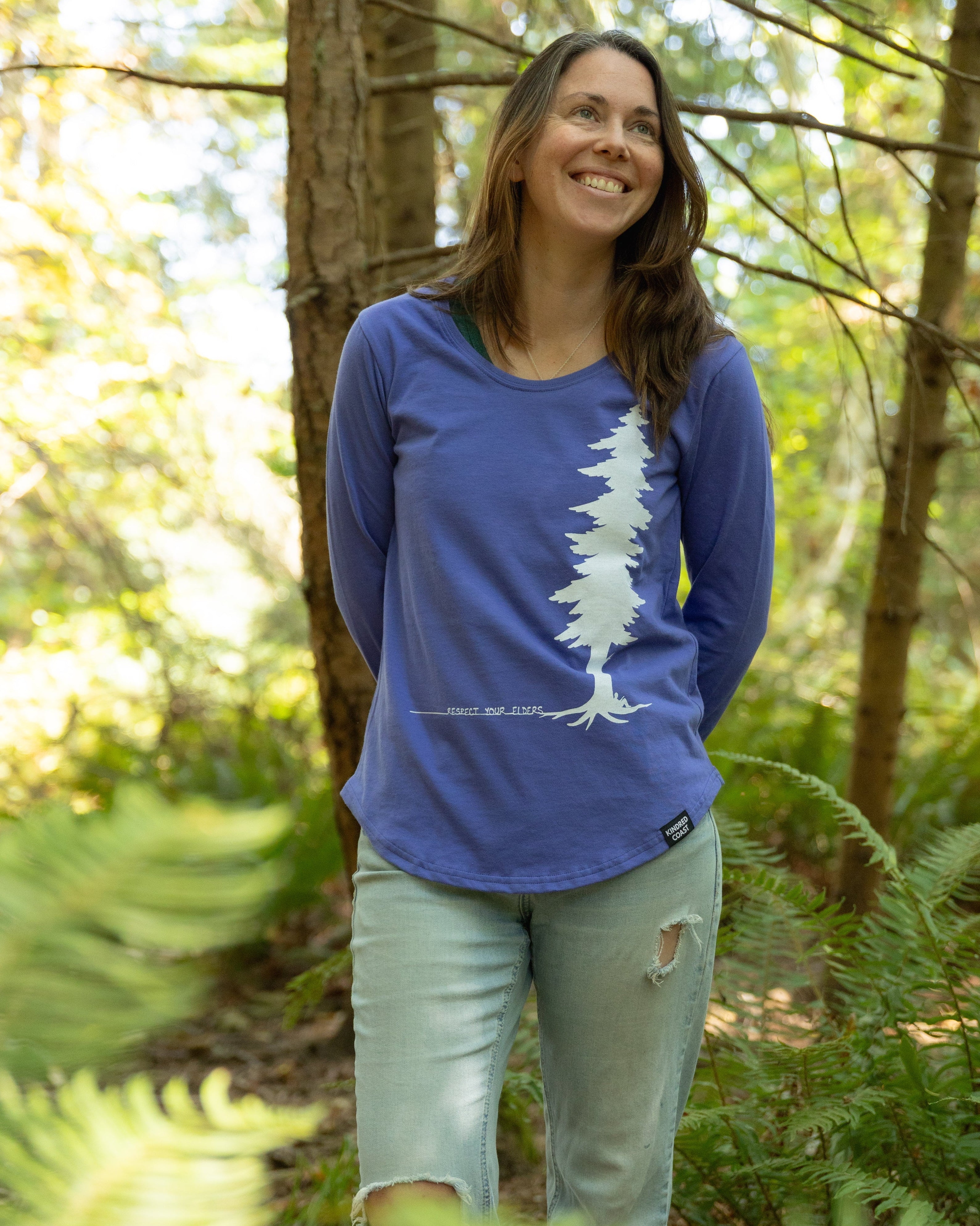 ELDERS - Women's 100% Organic Cotton Long Sleeve Tee - Periwinkle