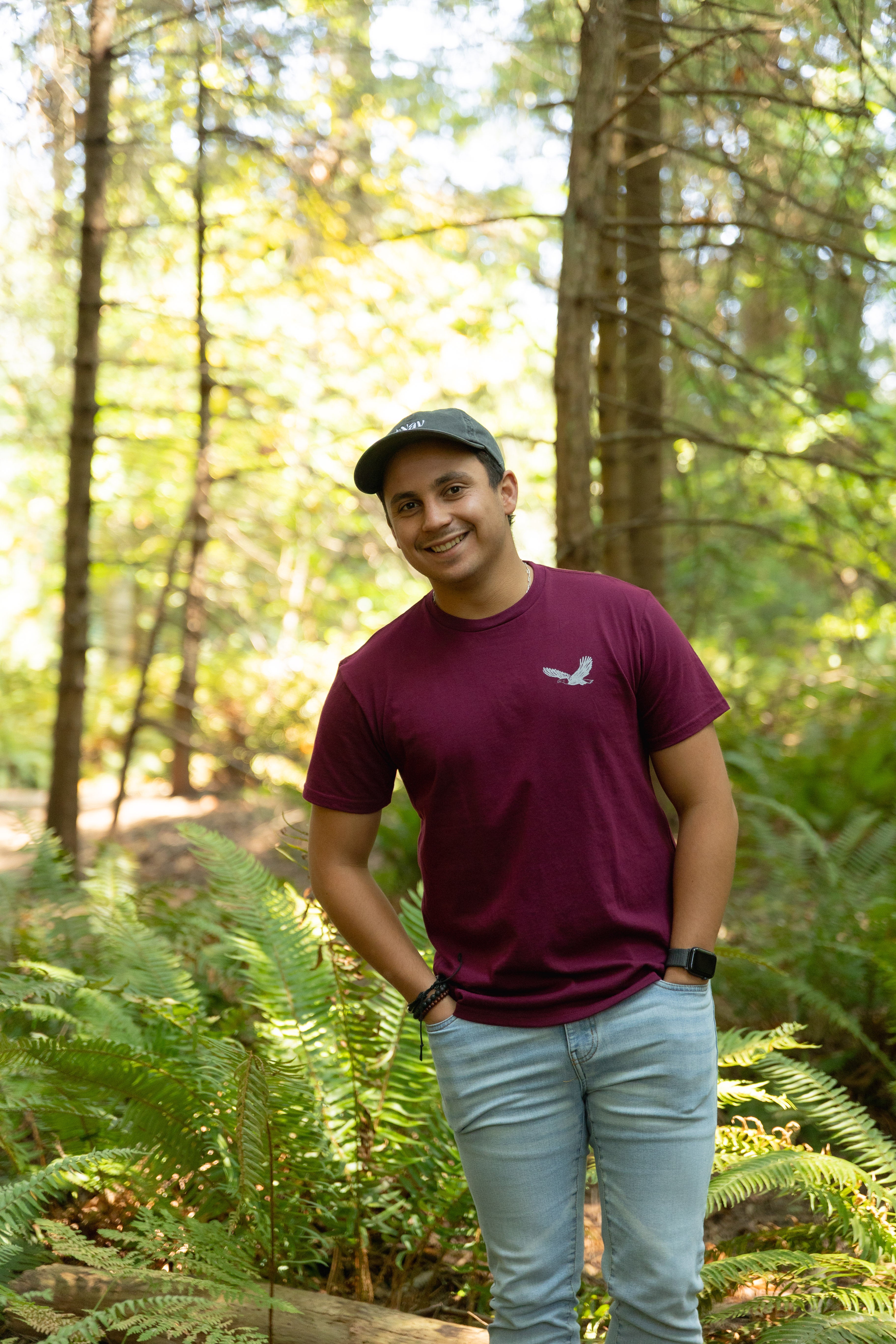 VAN ISLE LANDSCAPE - Unisex Organic Cotton Tee - Maroon