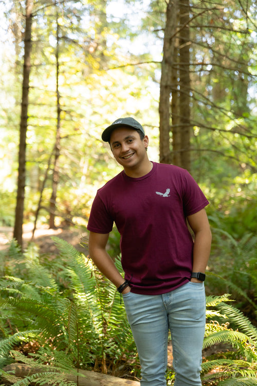 VAN ISLE LANDSCAPE - Unisex Organic Cotton Tee - Maroon