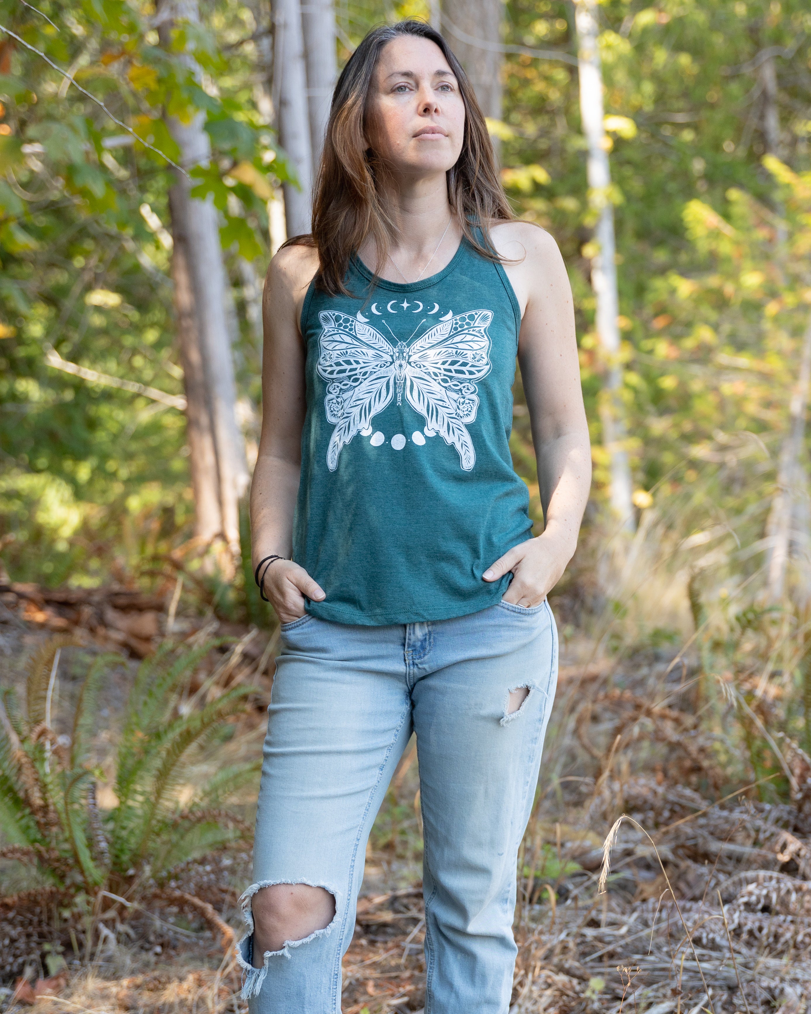 BUTTERFLY - Women's Racerback Eco Tank Top - Green