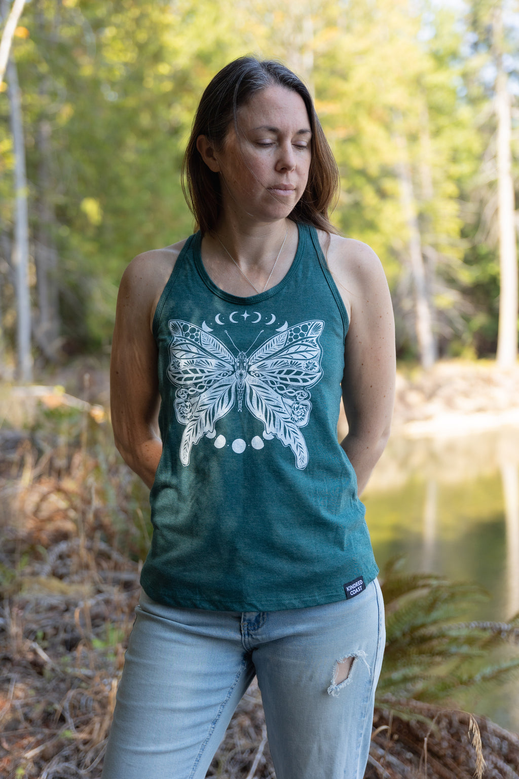 BUTTERFLY - Women's Racerback Eco Tank Top - Green