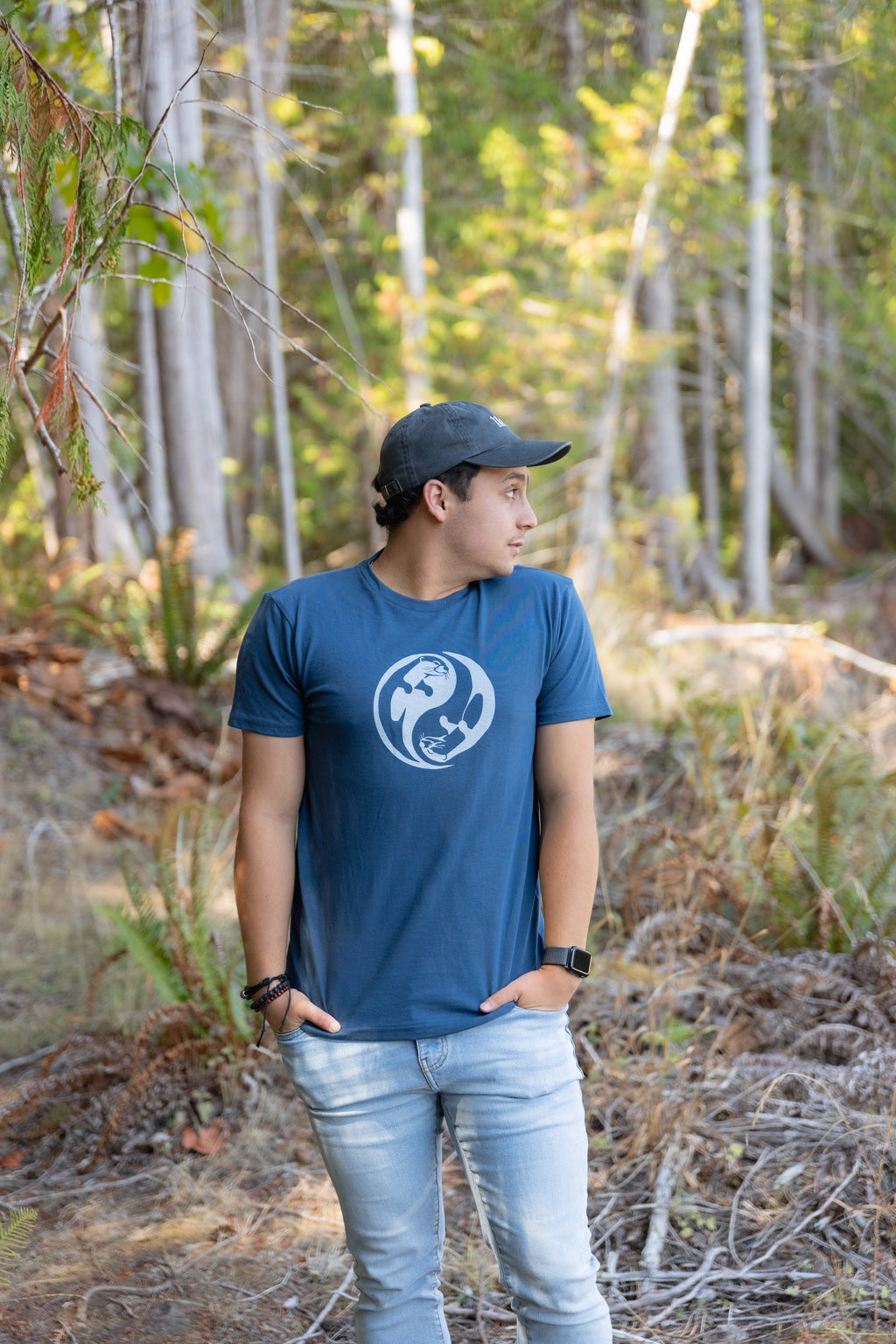 OTTERS YING\YANG -  100% Organic Cotton Unisex Tee - Midnight