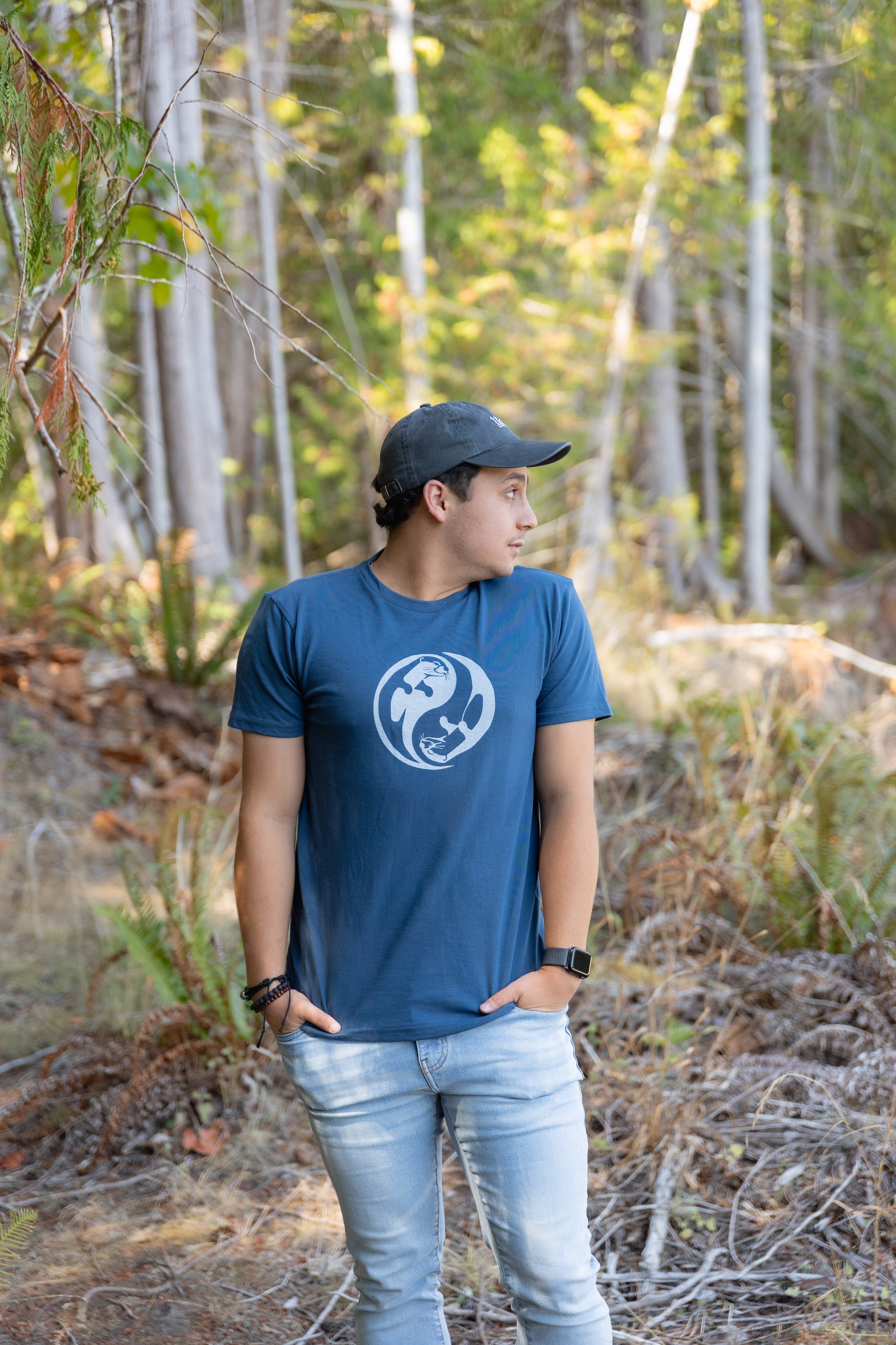 OTTERS YING\YANG -  100% Organic Cotton Unisex Tee - Midnight