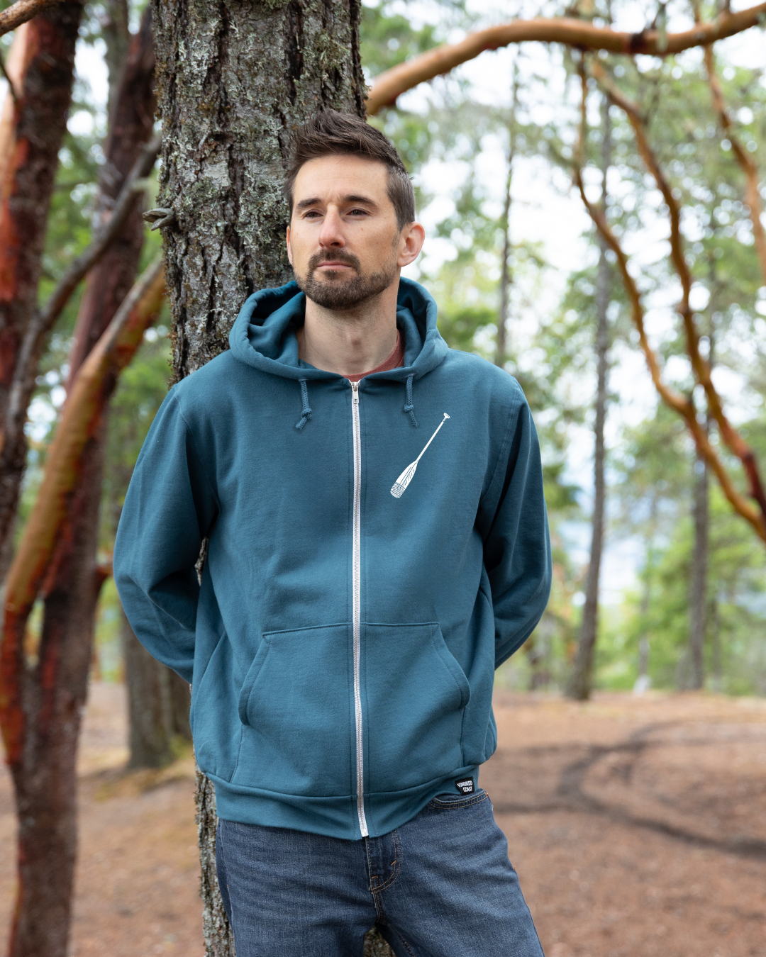 PADDLE - Zip Up Organic Cotton Hoodie - Ocean Blue
