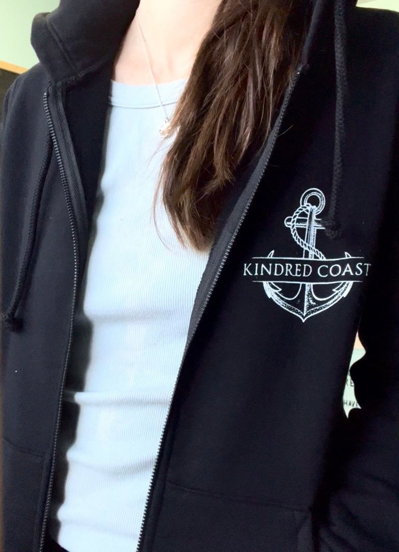 SALMON Unisex Zip Organic Cotton Hoodie - Black