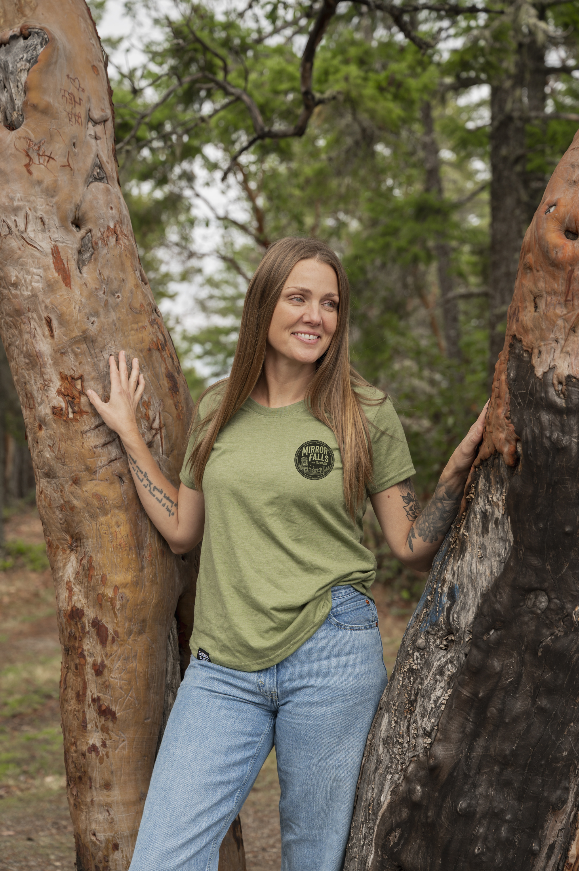 Tod Maffin's Mirror Falls - Women's Eco Tee - Heather Army