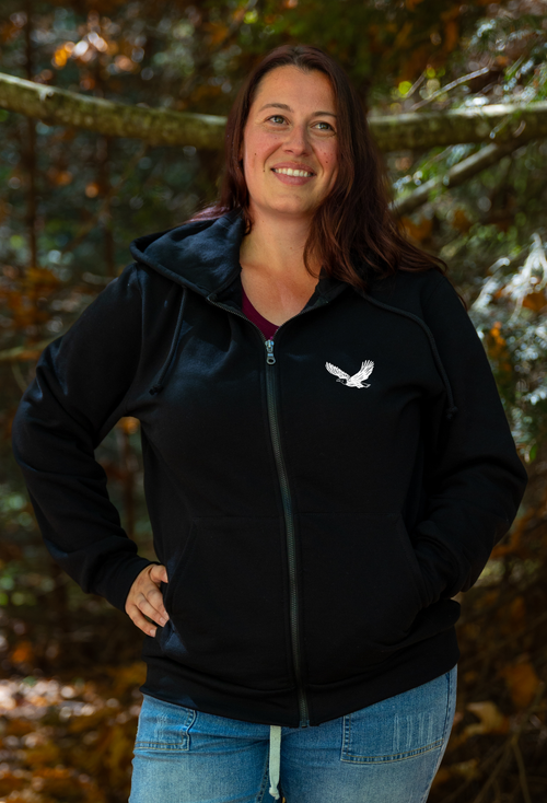 Van Isle Unisex Zip Up 100% Organic Cotton Hoodie - Black