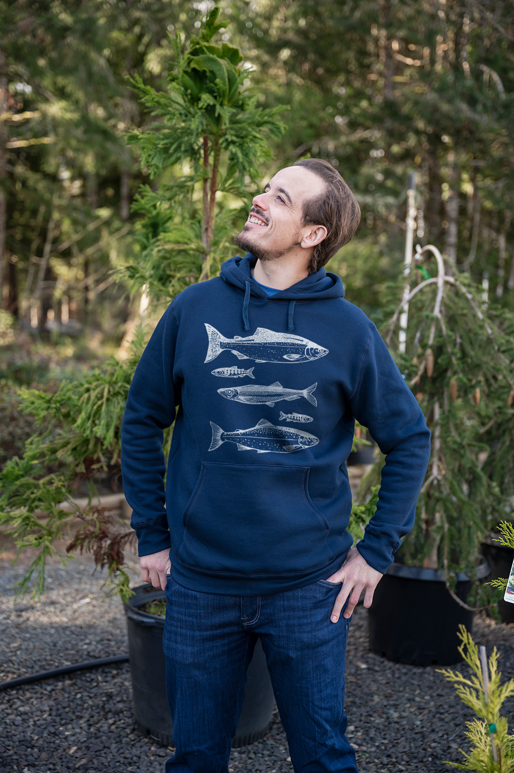 SALMON - Unisex Eco Hoodie - Navy
