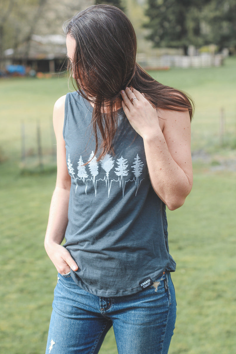 TREELINE - Women's Bamboo Tank - Charcoal