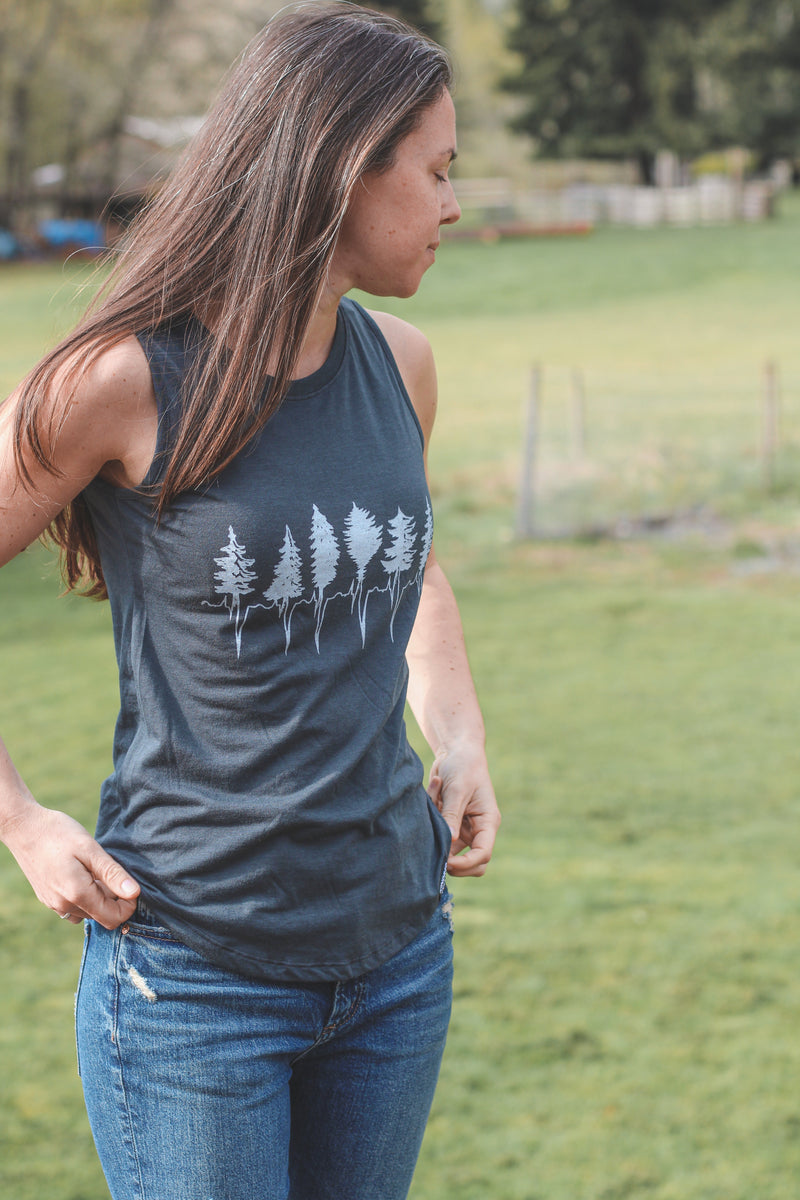 TREELINE - Women's Bamboo Tank - Charcoal