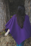 Eggplant Tencel Poncho with Birds Print