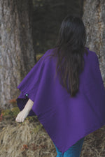 Eggplant Poncho with Birds Print