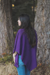 Eggplant Poncho with Birds Print