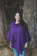 Eggplant Poncho with Fern Print