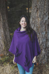 Eggplant Tencel Poncho with Fern Print