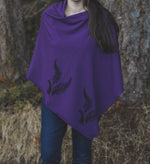 Eggplant Poncho with Fern Print