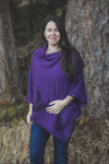 Eggplant Tencel Poncho with Fern Print