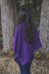 Eggplant Tencel Poncho with Fern Print