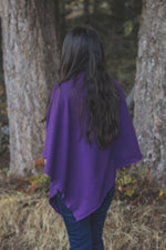 Eggplant Tencel Poncho with Fern Print