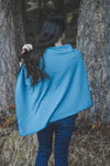 Stellar Blue Tencel Poncho with Birds Print