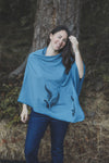 Stellar Blue Tencel Poncho with Fern Print