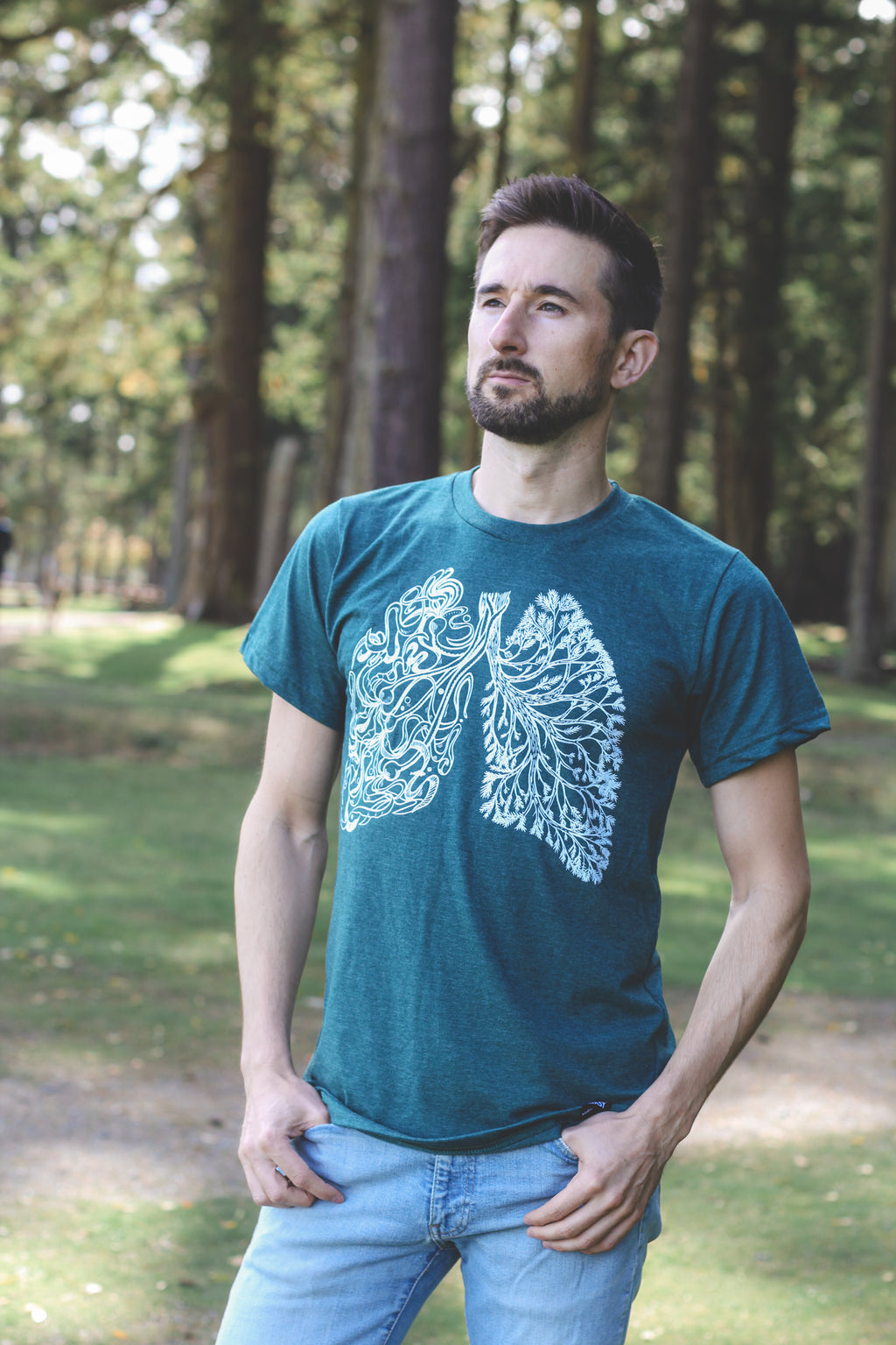 BREATHE - Unisex Eco Tee - Heather Green - SALE