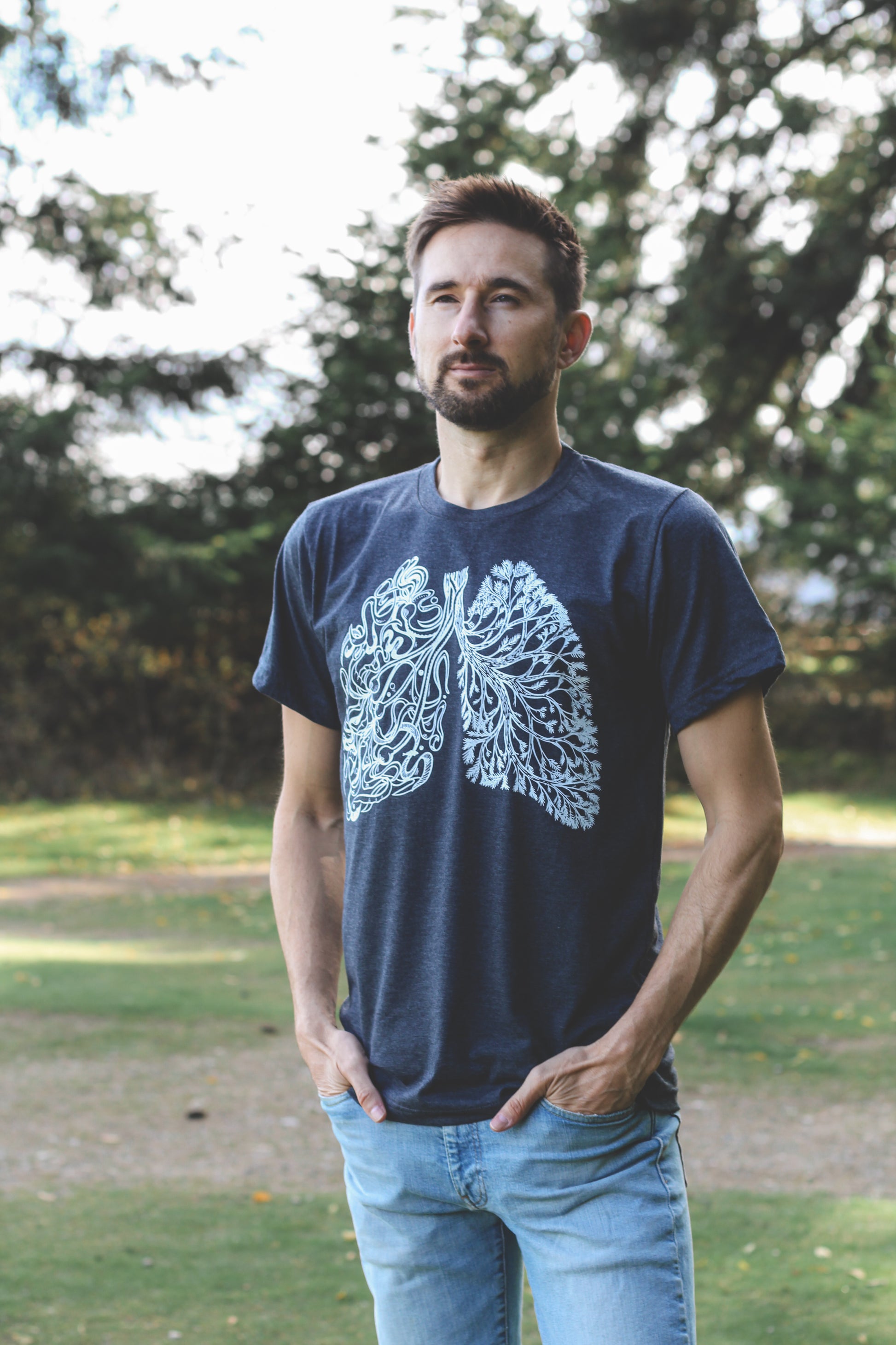 BREATHE - Unisex Eco Tee - Heather Charcoal- SALE