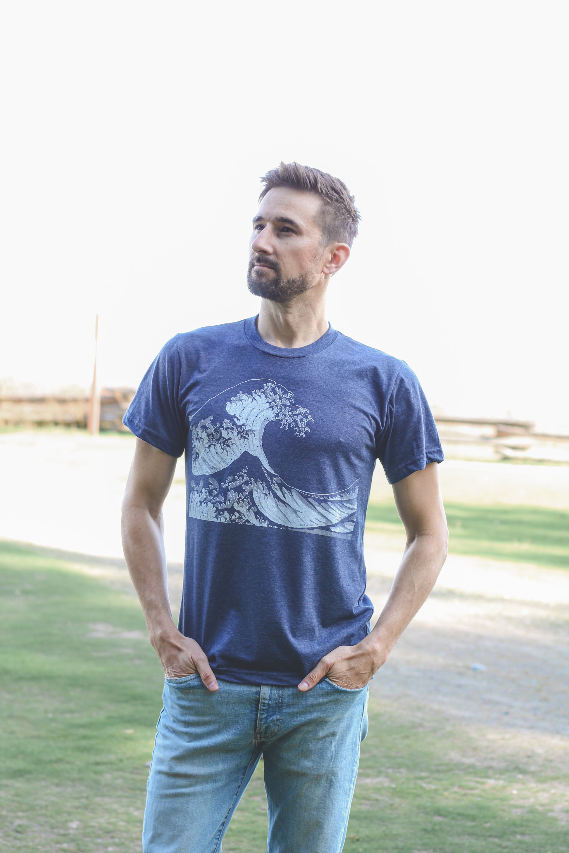 WAVE - Unisex Eco Tee - Heather Navy - SALE