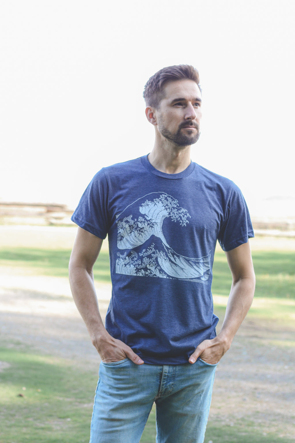 WAVE - Unisex Eco Tee - Heather Navy - SALE