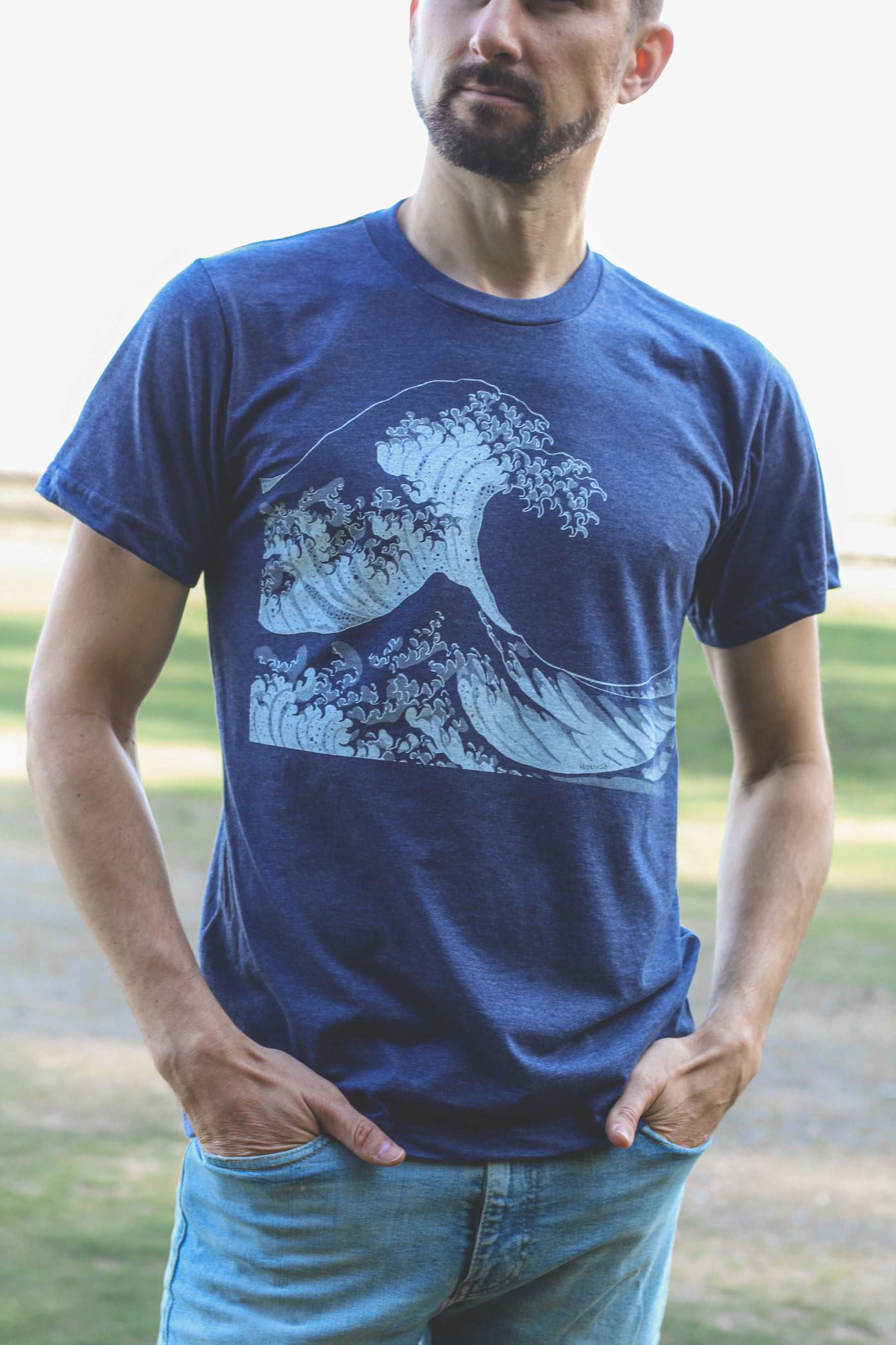 WAVE - Unisex Eco Tee - Heather Navy - SALE