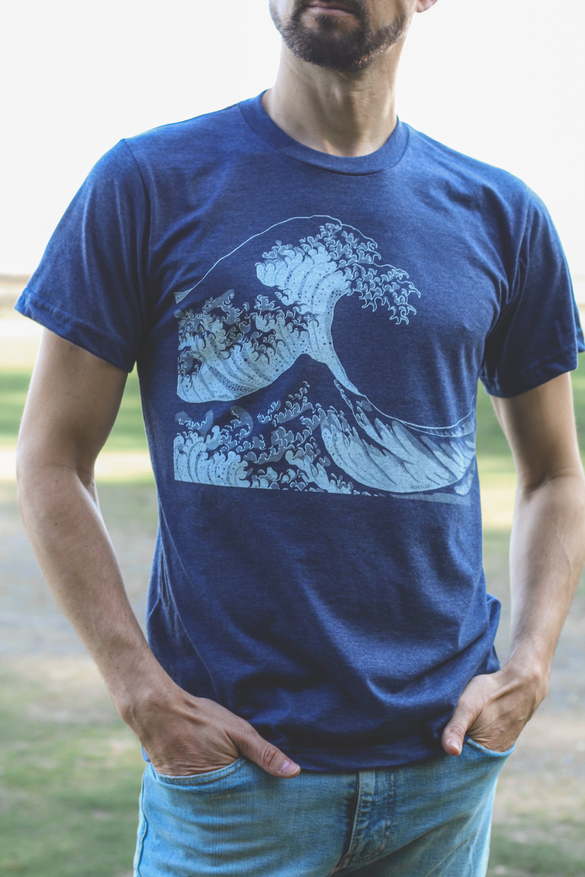 WAVE - Unisex Eco Tee - Heather Navy - SALE
