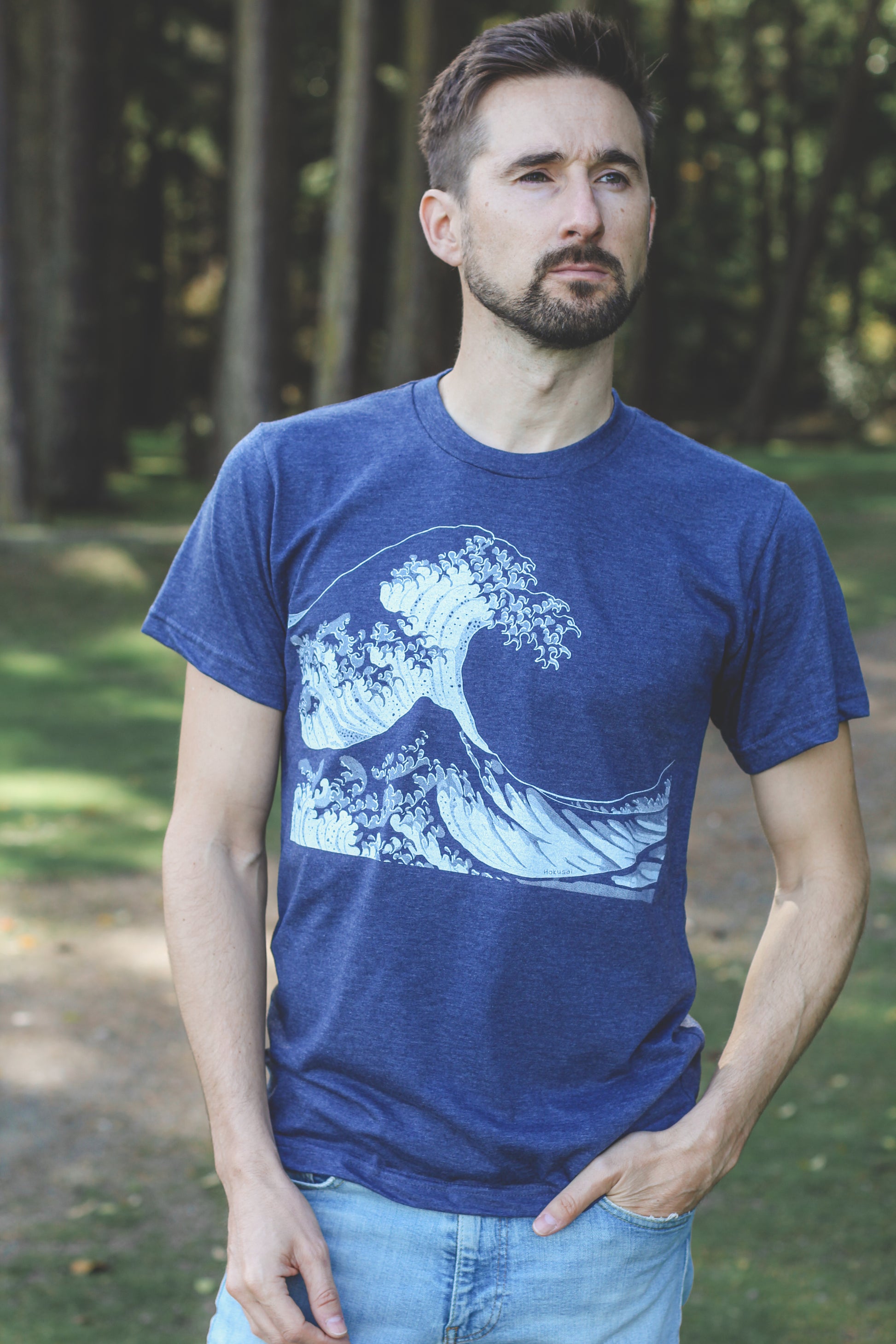 WAVE - Unisex Eco Tee - Heather Navy - SALE