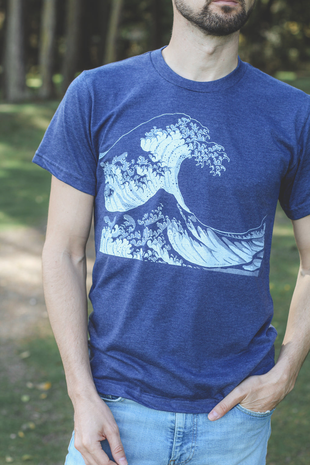 WAVE - Unisex Eco Tee - Heather Navy - SALE