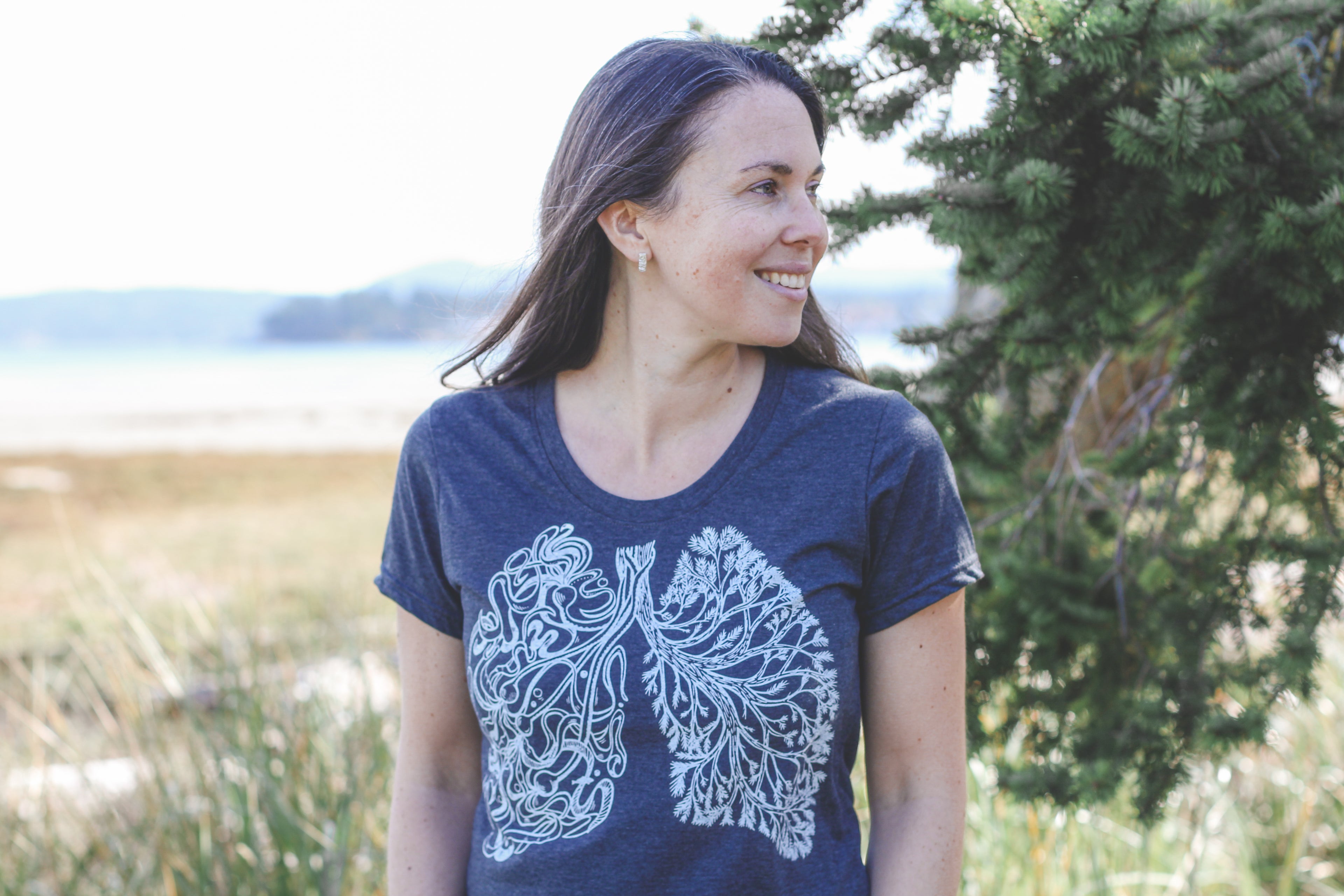 BREATHE - Women's Eco Tee - Charcoal - SALE