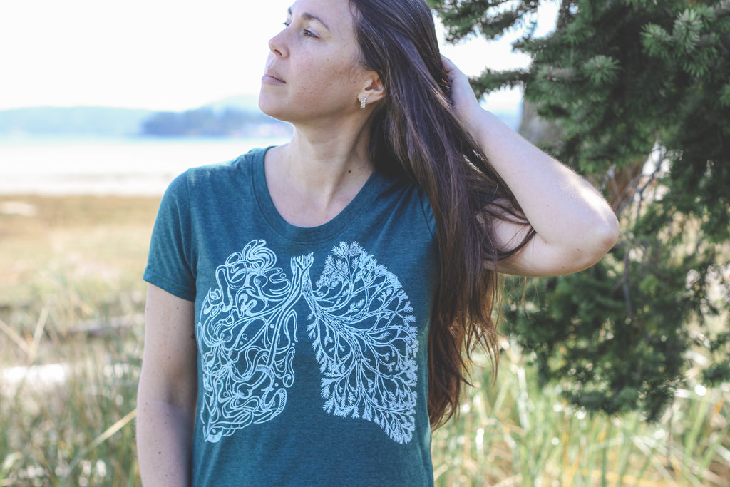 BREATHE - Women's Eco Tee - Heather Green - SALE