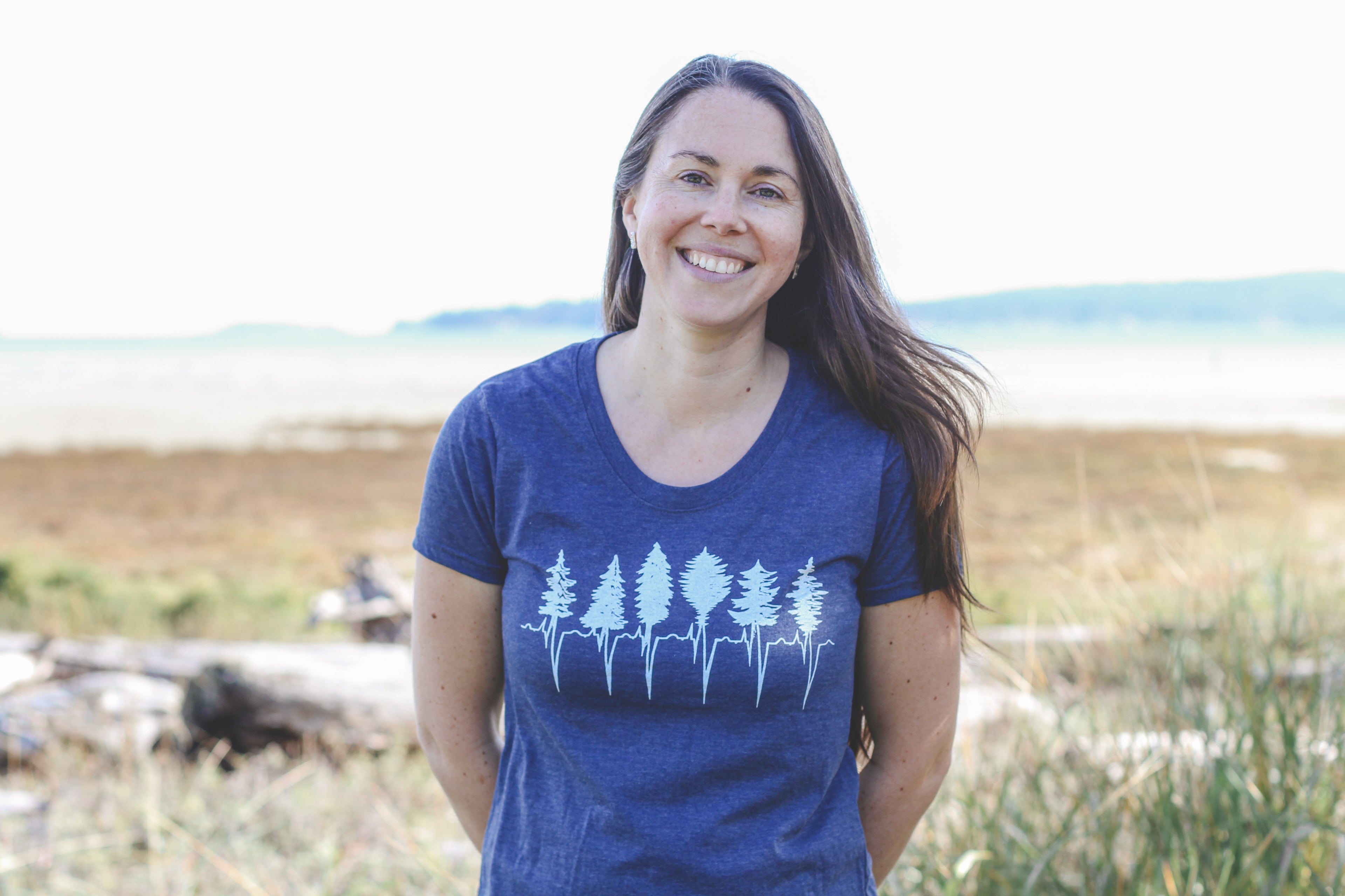 TREELINE - Women's Eco Tee - Heather Navy SALE