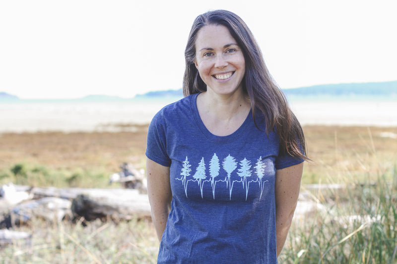TREELINE - Women's Eco Tee - Heather Navy SALE
