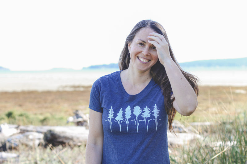 TREELINE - Women's Eco Tee - Heather Navy SALE
